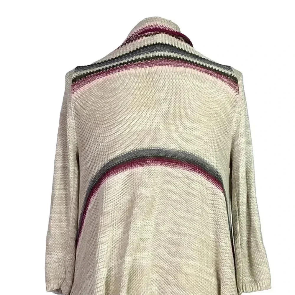 Torrid Women 0X Waterfall Striped Sweater Beige Cotton Rayon 3/4 Sleeve Boho - Picture 9 of 10